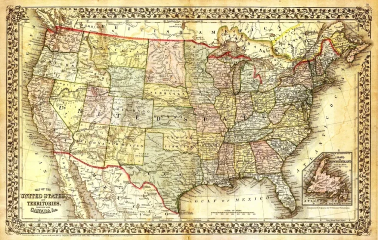 old map of states of the USA